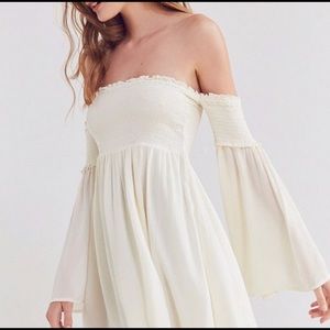 Urban Outfitters cream off the shoulder dress sz m